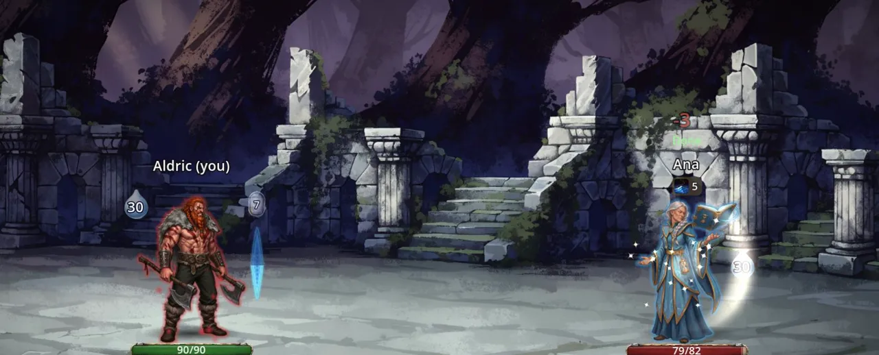 A duel between a Berserker and a Chronomancer.